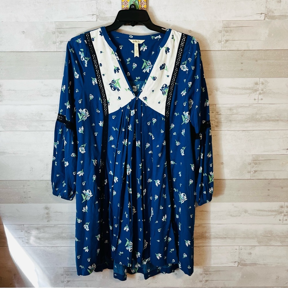 NWOT Matilda Jane Day Tripping Blue Floral Long Sleeve Dress